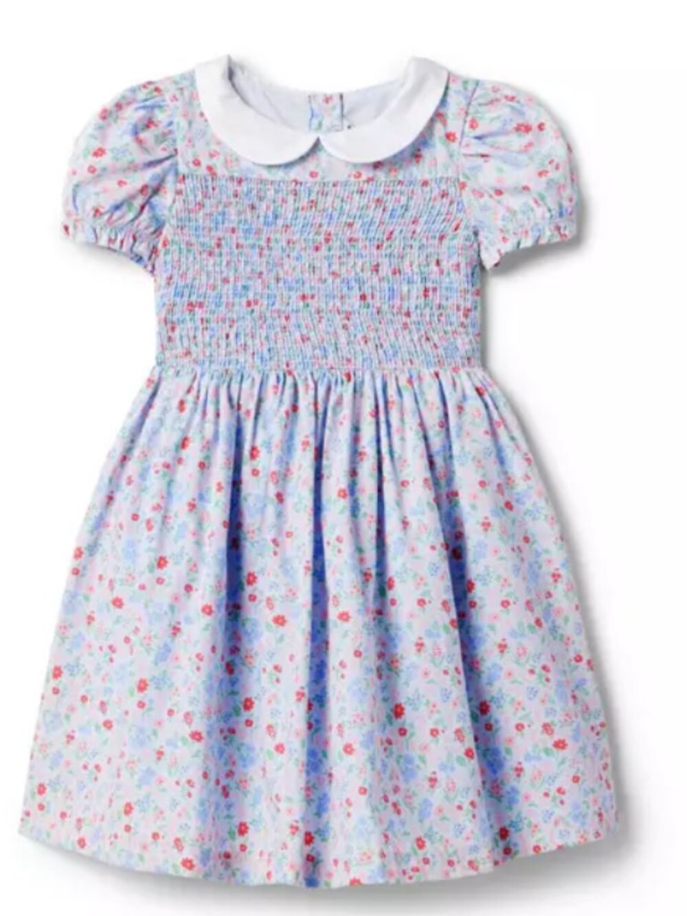 Janie and Jack Dress Girls 6 Charlotte Blue Flora Smocked Puff Sleeve Bow peter